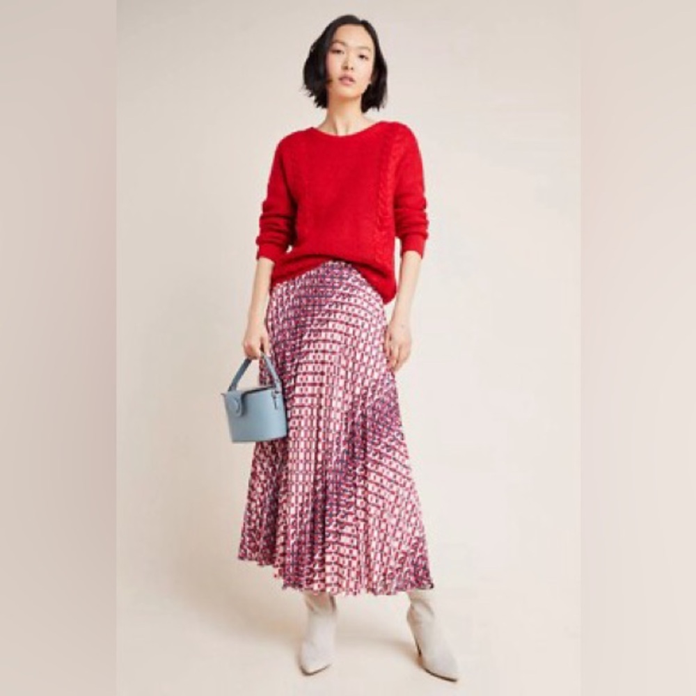 NEW Anthropologie Maeve Hildi pleated midi Skirt